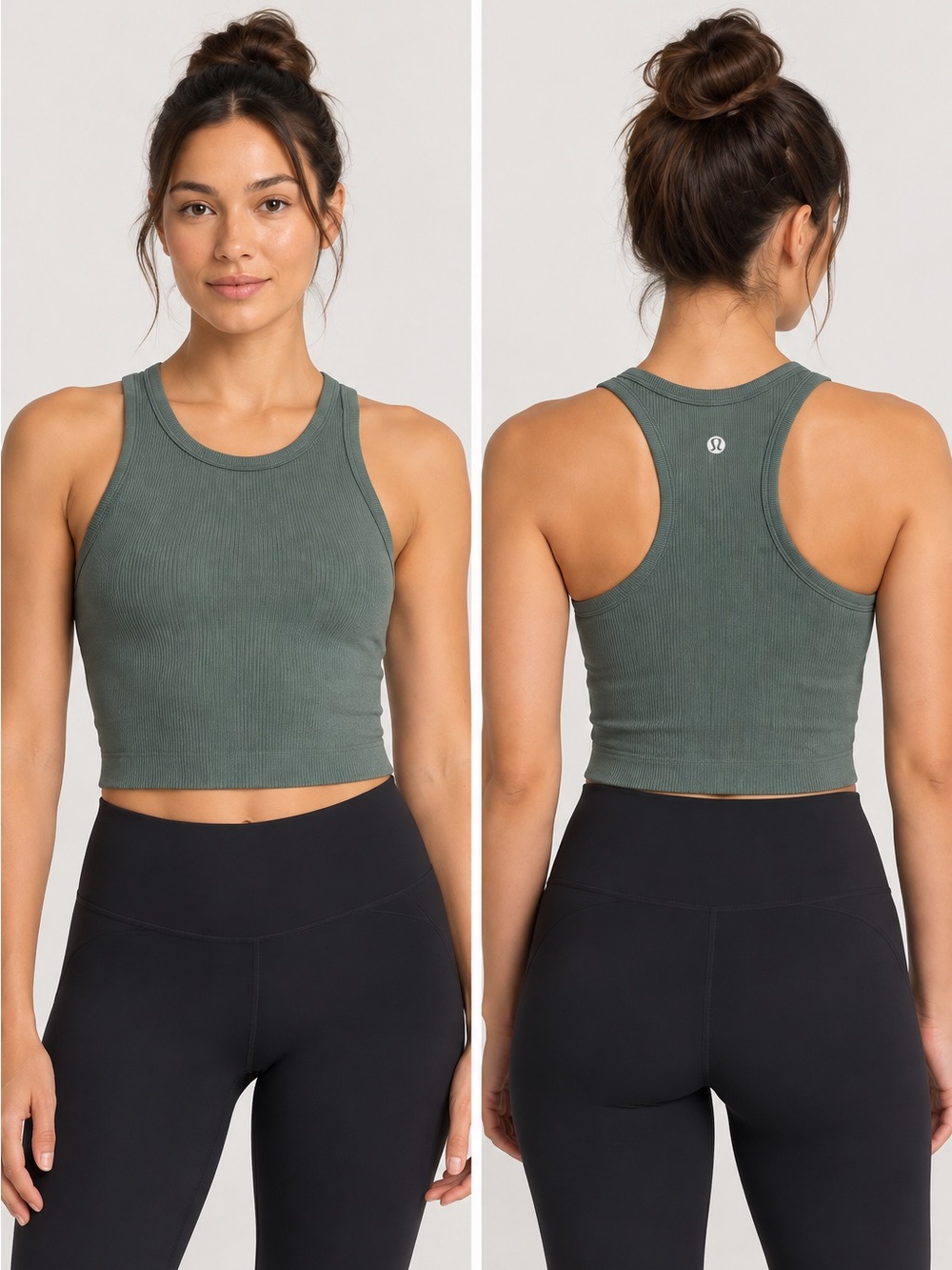 Lululemon Ribbed Seamless Racerback Tank Top Sage Green Size 4